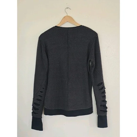 RedBridge Men Ripped Layers Longsleeve Sweatshirt Anthracite Size Medium Black - Picture 6 of 13
